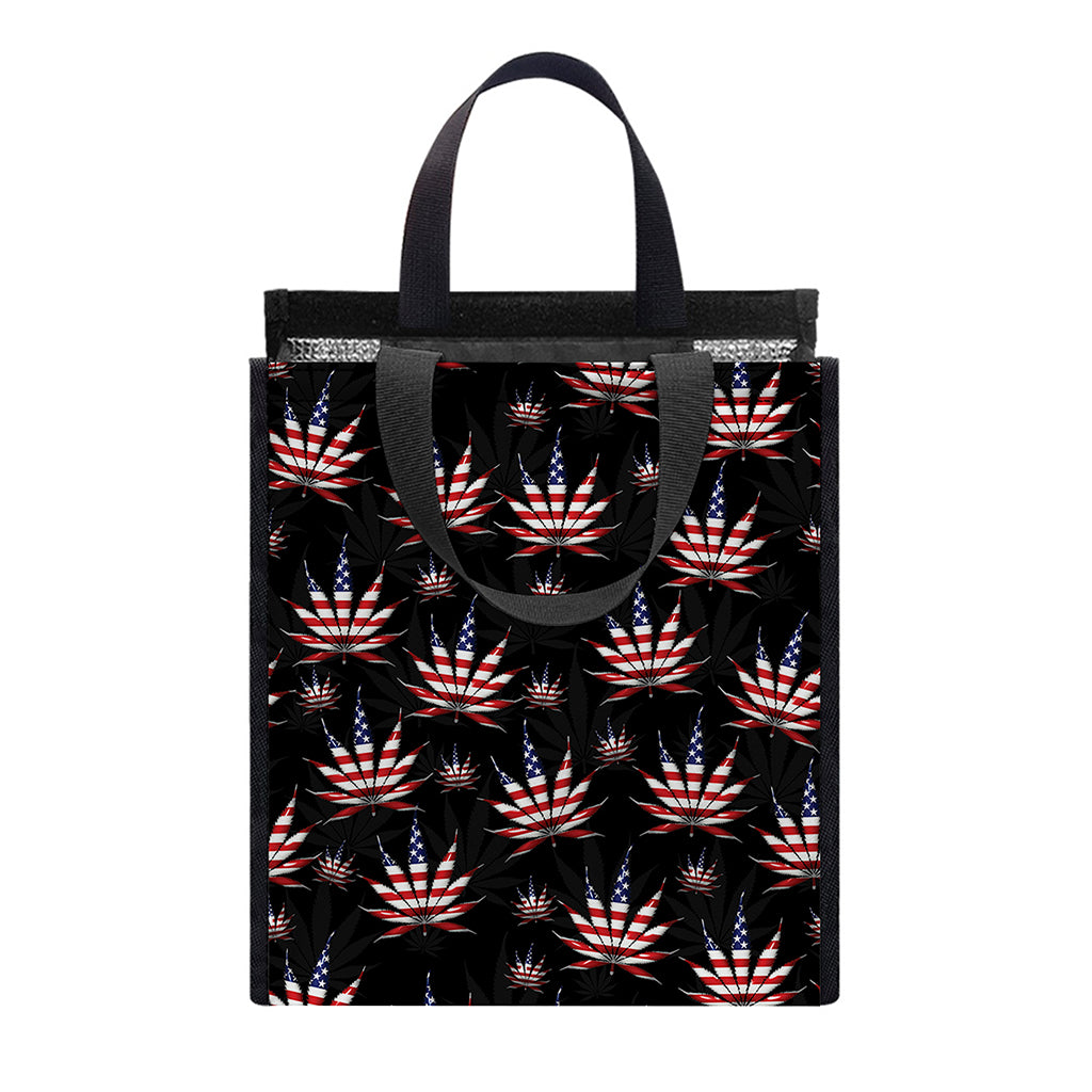 American Marijuana Leaf Pattern Print Insulated Lunch Tote