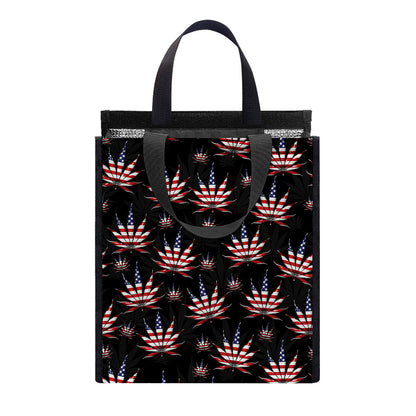 American Marijuana Leaf Pattern Print Insulated Lunch Tote