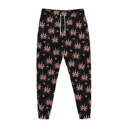 American Marijuana Leaf Pattern Print Jogger Pants