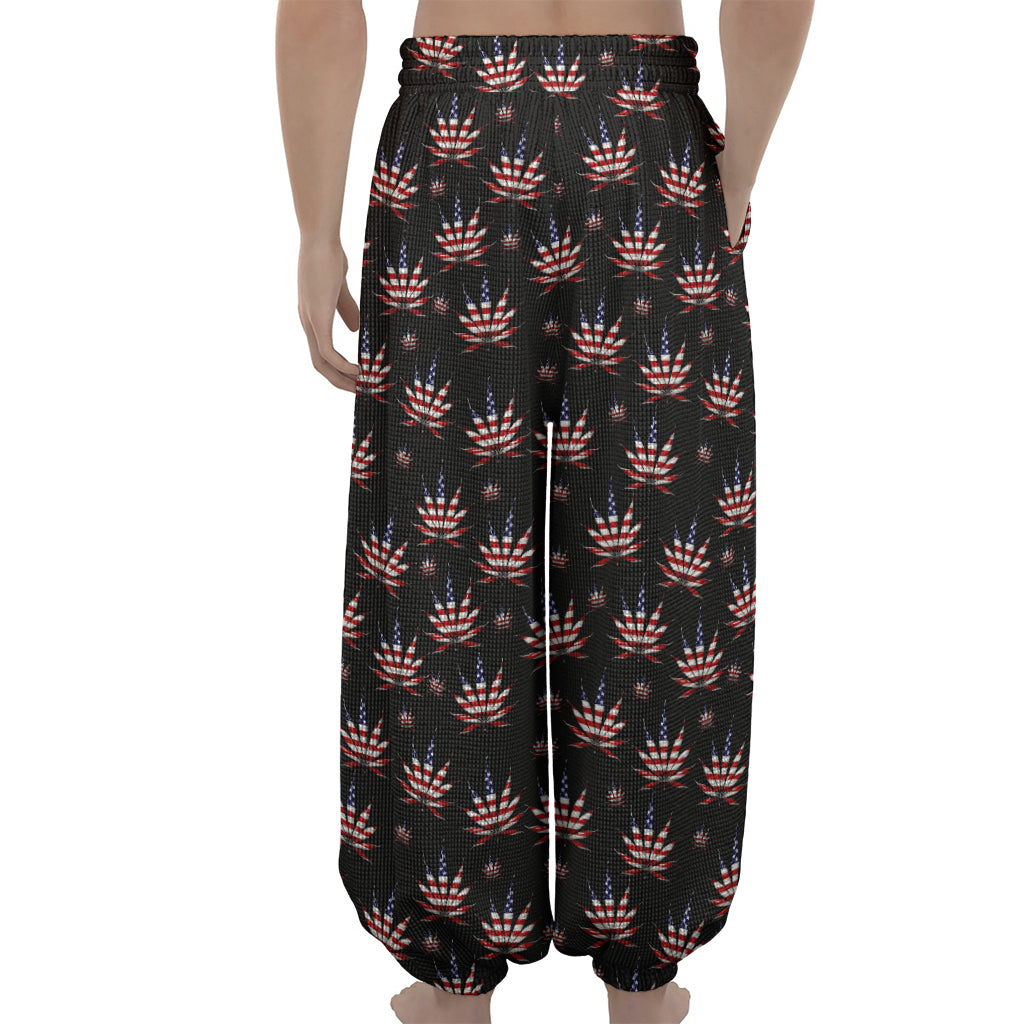 American Marijuana Leaf Pattern Print Lantern Pants