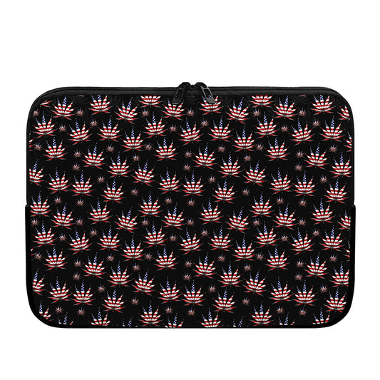 American Marijuana Leaf Pattern Print Laptop Sleeve