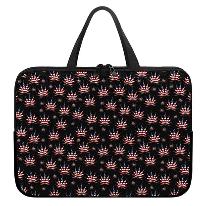 American Marijuana Leaf Pattern Print Laptop Sleeve With Handle