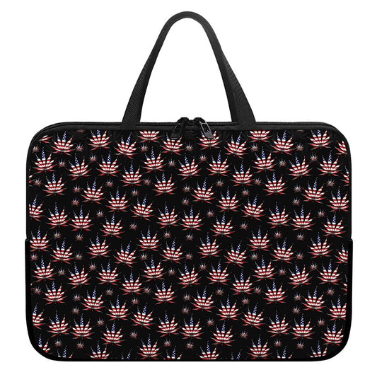 American Marijuana Leaf Pattern Print Laptop Sleeve With Handle