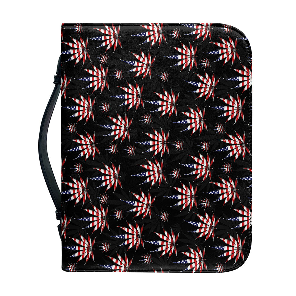American Marijuana Leaf Pattern Print Leather Bible Cover