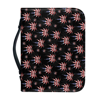 American Marijuana Leaf Pattern Print Leather Bible Cover
