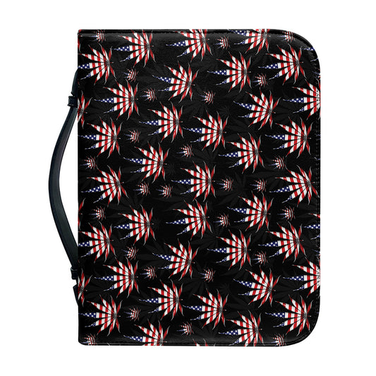 American Marijuana Leaf Pattern Print Leather Bible Cover