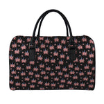 American Marijuana Leaf Pattern Print Leather Duffle Bag
