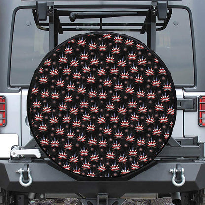 American Marijuana Leaf Pattern Print Leather Spare Tire Cover