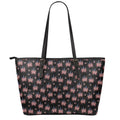 American Marijuana Leaf Pattern Print Leather Tote Bag With Zipper