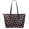 American Marijuana Leaf Pattern Print Leather Tote Bag