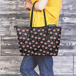 American Marijuana Leaf Pattern Print Leather Tote Bag