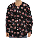 American Marijuana Leaf Pattern Print Long Sleeve Baseball Jersey