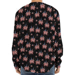 American Marijuana Leaf Pattern Print Long Sleeve Baseball Jersey
