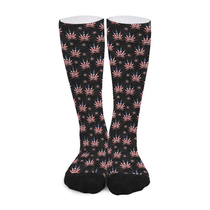American Marijuana Leaf Pattern Print Long Socks