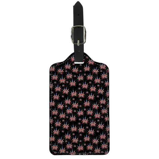 American Marijuana Leaf Pattern Print Luggage Tag