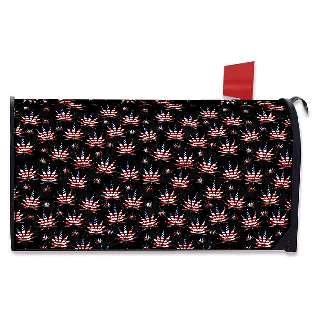 American Marijuana Leaf Pattern Print Mailbox Cover