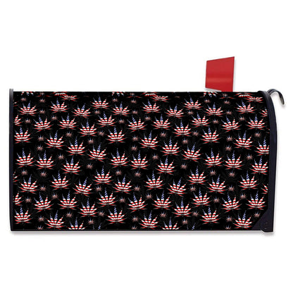 American Marijuana Leaf Pattern Print Mailbox Cover