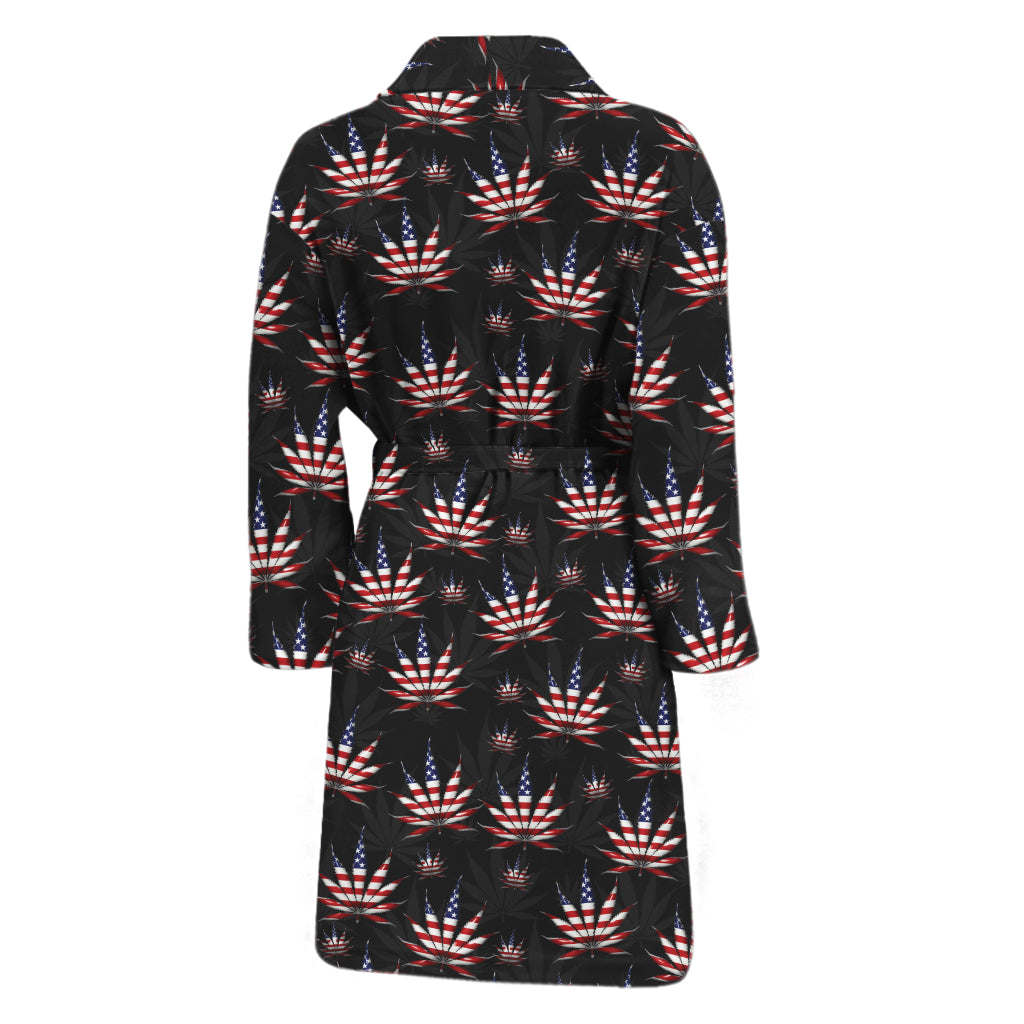 American Marijuana Leaf Pattern Print Men's Bathrobe