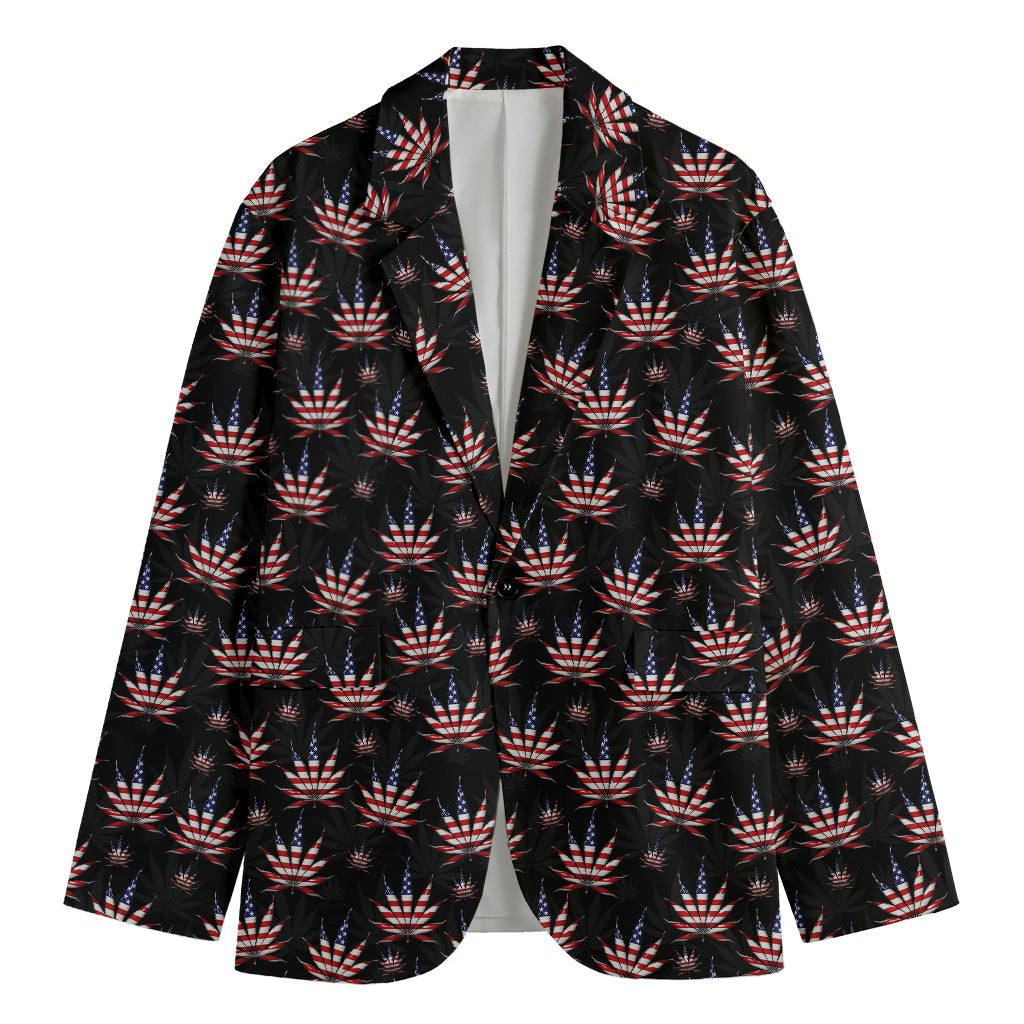 American Marijuana Leaf Pattern Print Men's Blazer