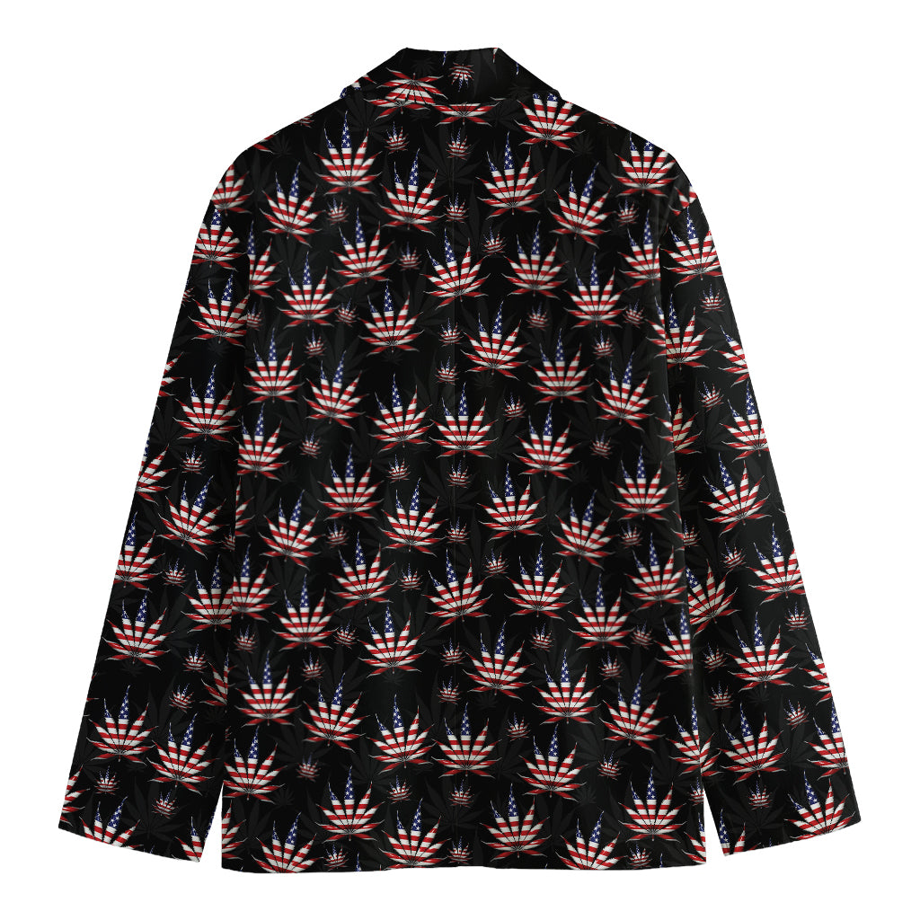 American Marijuana Leaf Pattern Print Men's Blazer