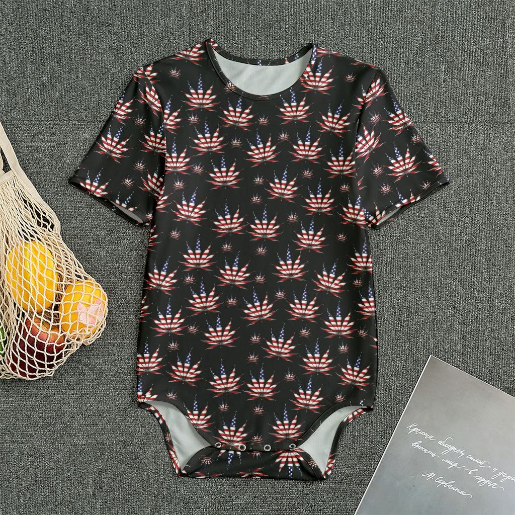 American Marijuana Leaf Pattern Print Men's Bodysuit