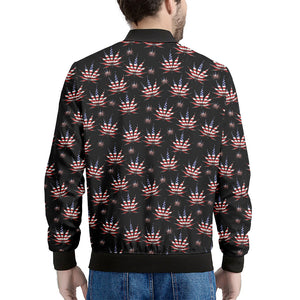 American Marijuana Leaf Pattern Print Men's Bomber Jacket