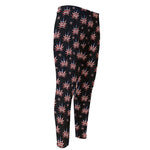 American Marijuana Leaf Pattern Print Men's Compression Pants