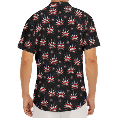 American Marijuana Leaf Pattern Print Men's Deep V-Neck Shirt