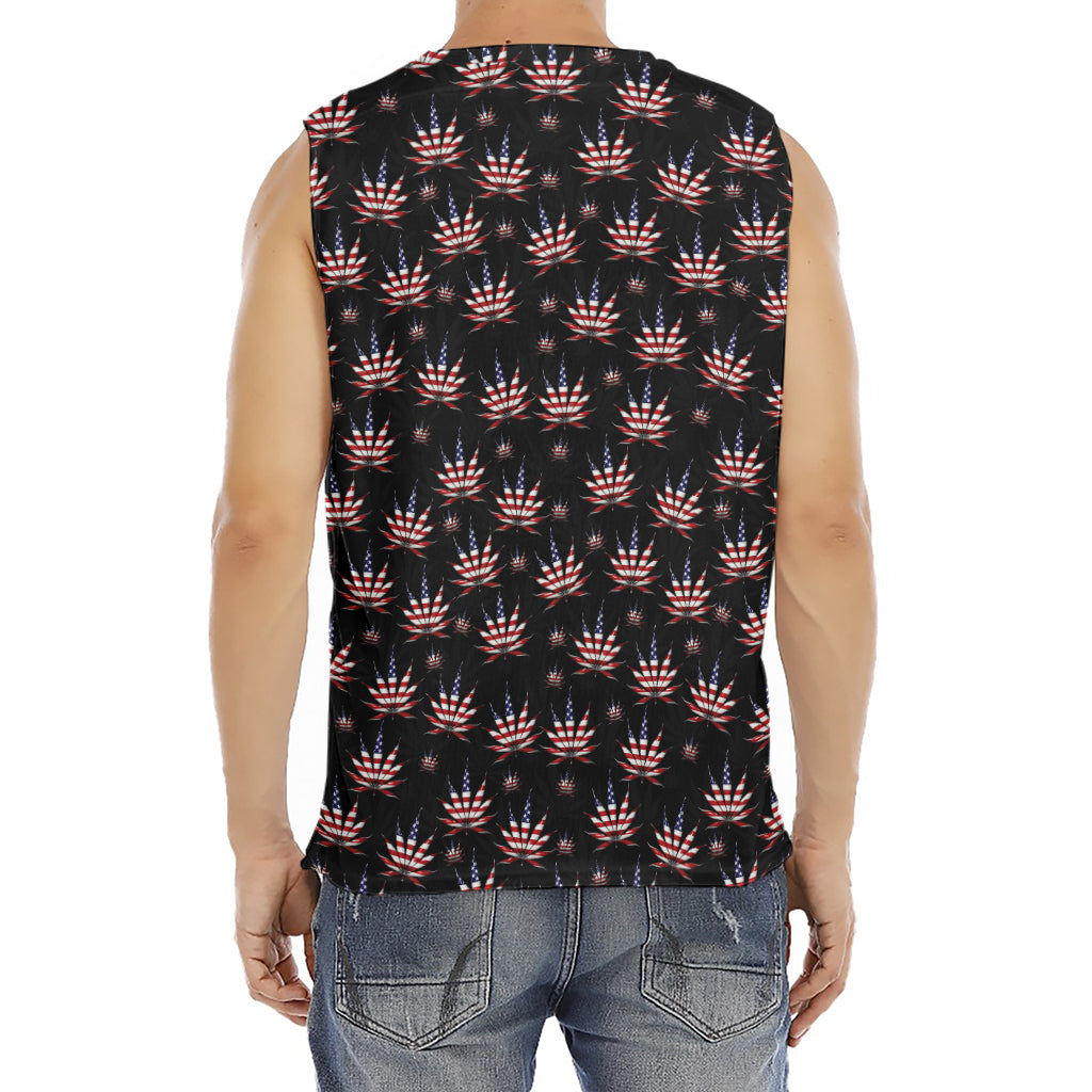 American Marijuana Leaf Pattern Print Men's Fitness Tank Top