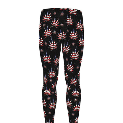 American Marijuana Leaf Pattern Print Men's leggings