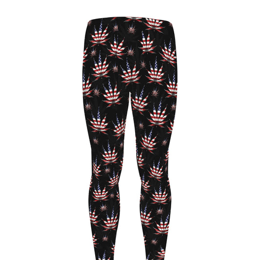 American Marijuana Leaf Pattern Print Men's leggings