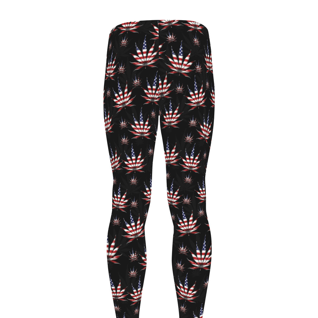 American Marijuana Leaf Pattern Print Men's leggings