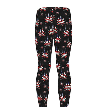 American Marijuana Leaf Pattern Print Men's leggings