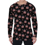American Marijuana Leaf Pattern Print Men's Long Sleeve T-Shirt