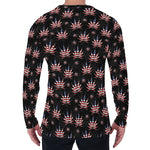 American Marijuana Leaf Pattern Print Men's Long Sleeve T-Shirt