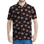 American Marijuana Leaf Pattern Print Men's Polo Shirt