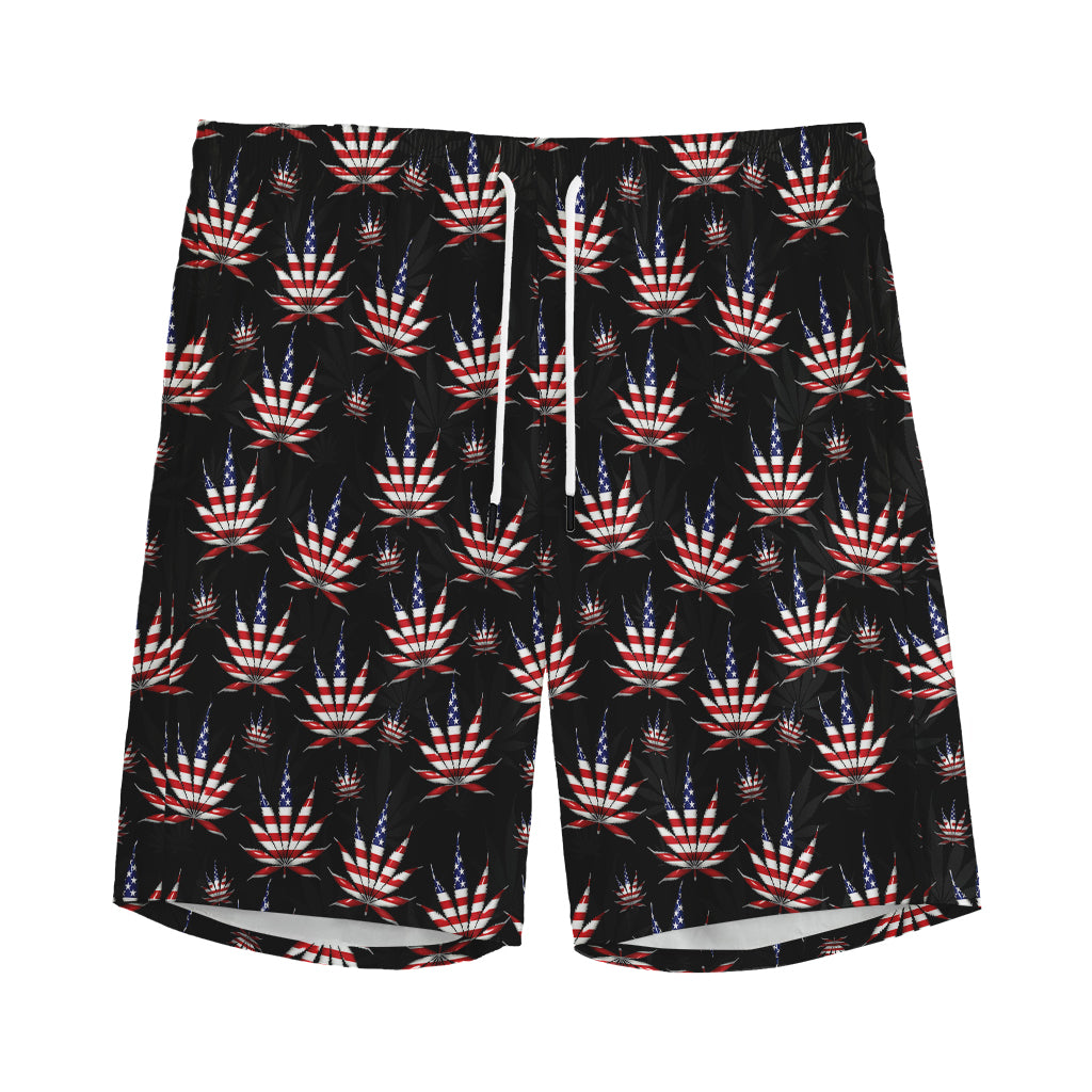 American Marijuana Leaf Pattern Print Men's Sports Shorts