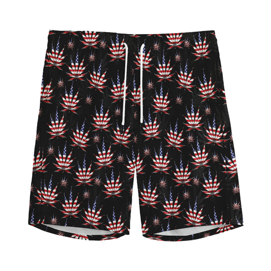 American Marijuana Leaf Pattern Print Men's Sports Shorts
