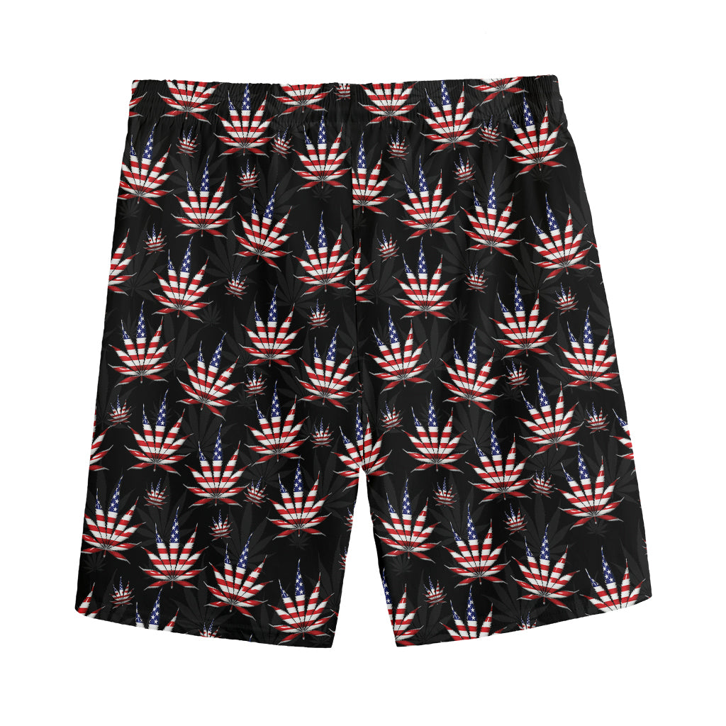 American Marijuana Leaf Pattern Print Men's Sports Shorts