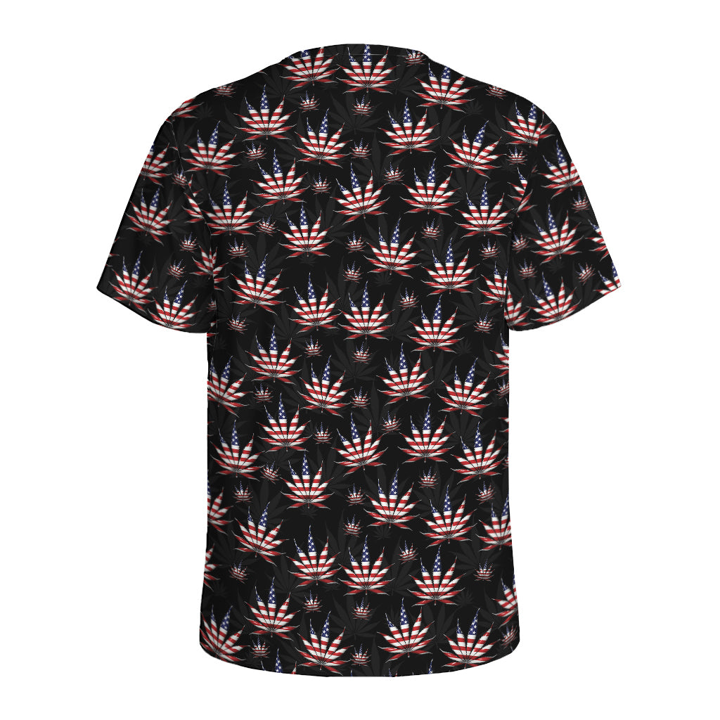 American Marijuana Leaf Pattern Print Men's Sports T-Shirt
