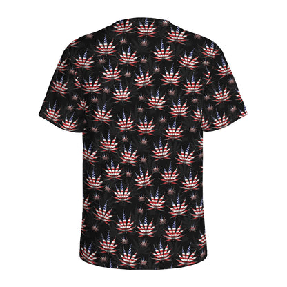 American Marijuana Leaf Pattern Print Men's Sports T-Shirt
