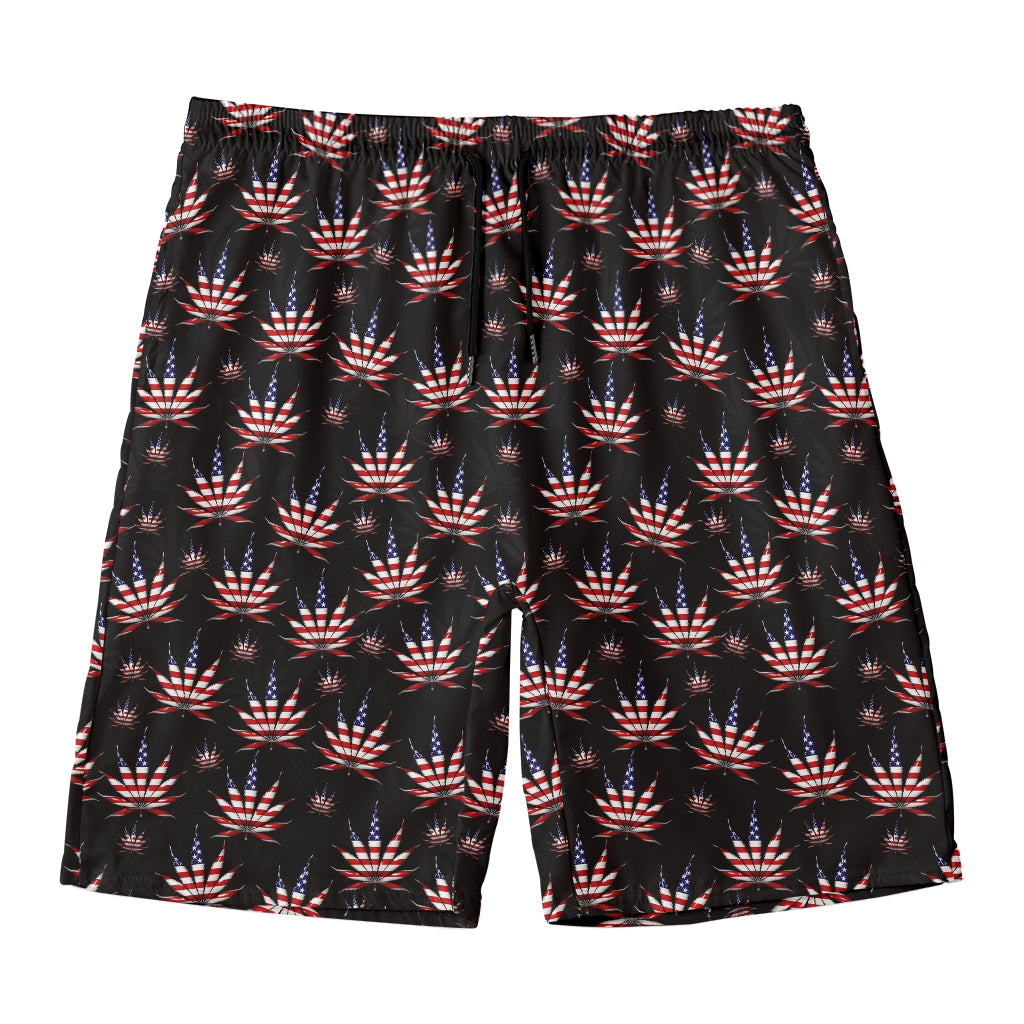 American Marijuana Leaf Pattern Print Men's Swim Trunks