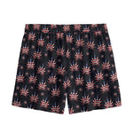 American Marijuana Leaf Pattern Print Mesh Shorts