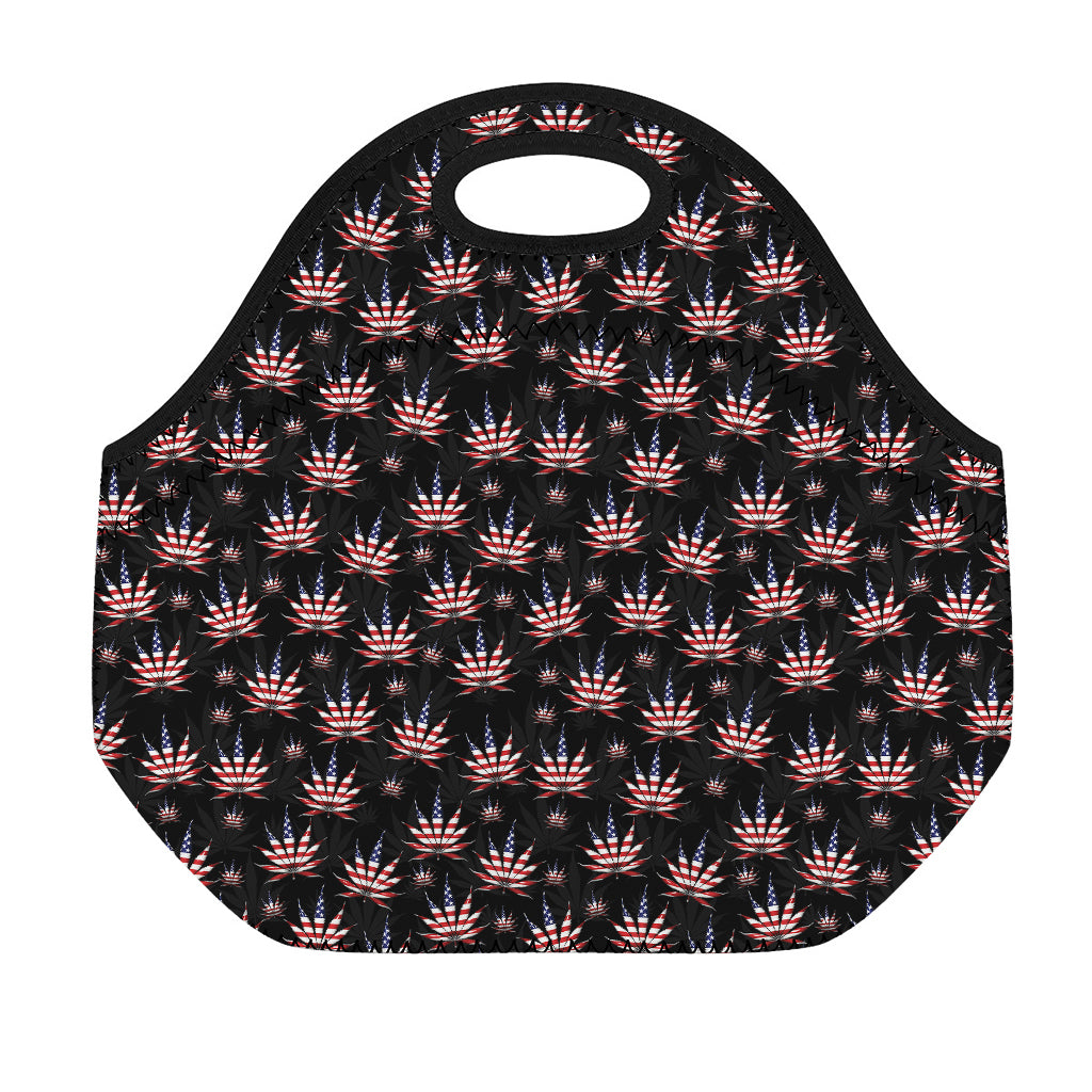 American Marijuana Leaf Pattern Print Neoprene Lunch Bag