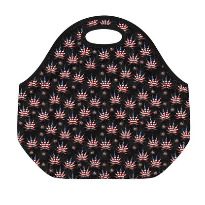 American Marijuana Leaf Pattern Print Neoprene Lunch Bag