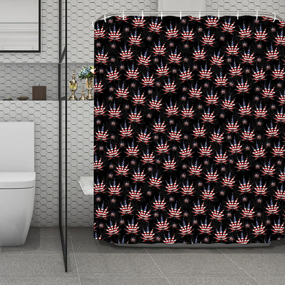 American Marijuana Leaf Pattern Print Polyester Shower Curtain