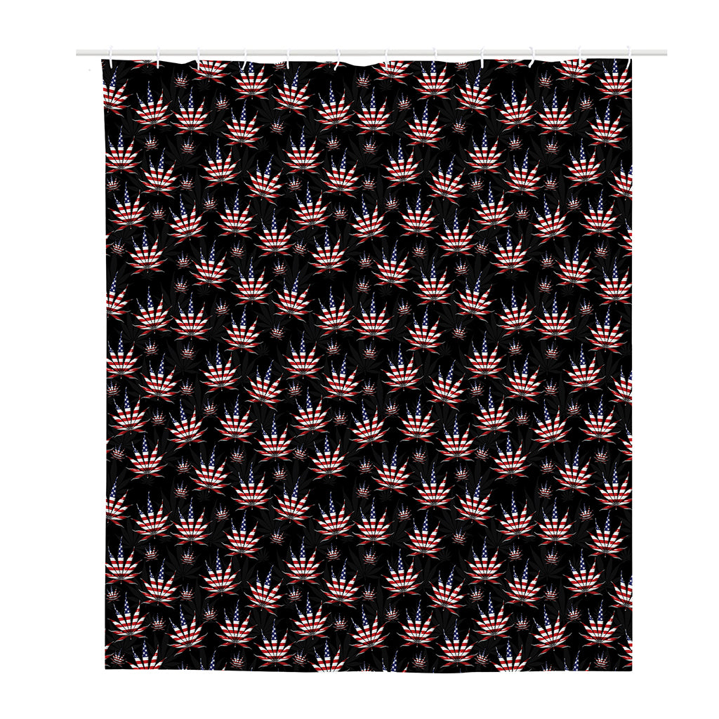 American Marijuana Leaf Pattern Print Polyester Shower Curtain