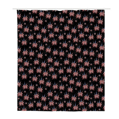 American Marijuana Leaf Pattern Print Polyester Shower Curtain