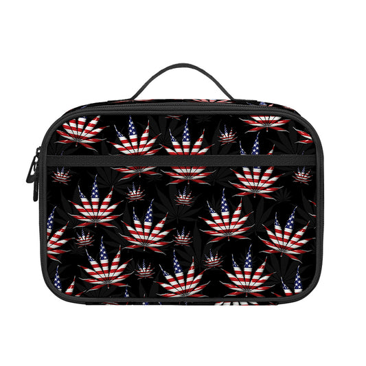 American Marijuana Leaf Pattern Print Portable Lunch Bag