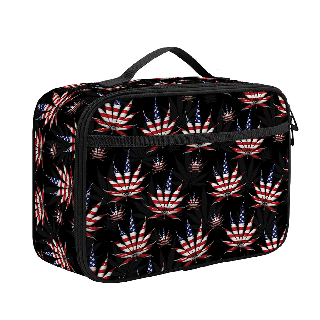 American Marijuana Leaf Pattern Print Portable Lunch Bag